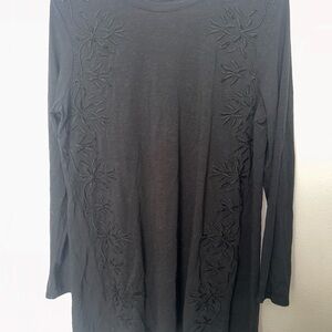 J. Jill Black Embroidered Midi Dress